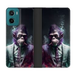 Housse cuir portefeuille Pour Motorola G05 / E15 Animal Singe Business