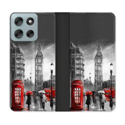 Housse cuir portefeuille Pour Motorola G56 5G Voyage Angleterre Londres Vintage