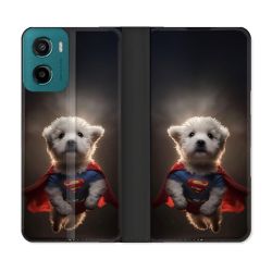 Housse cuir portefeuille Pour Motorola G05 / E15 Animal Super Chien