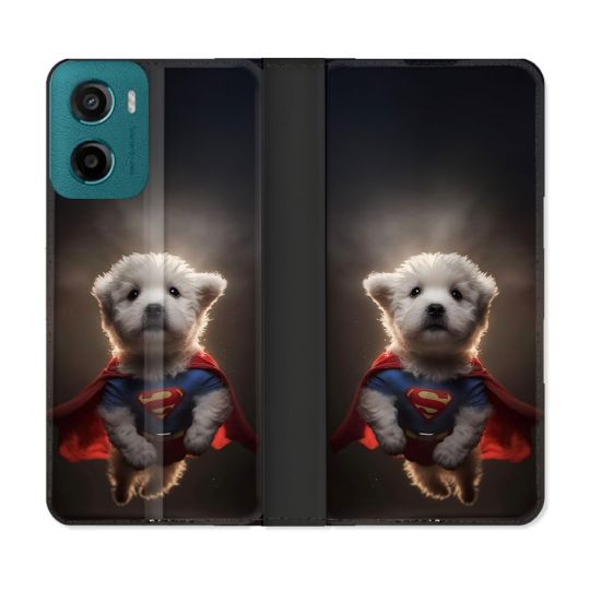 Housse cuir portefeuille Pour Motorola G05 / E15 Animal Super Chien