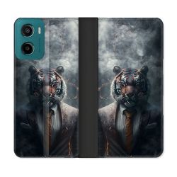 Housse cuir portefeuille Pour Motorola G05 / E15 Animal Tigre Business