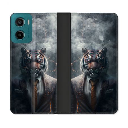 Housse cuir portefeuille Pour Motorola G05 / E15 Animal Tigre Business