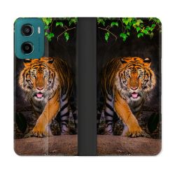 Housse cuir portefeuille Pour Motorola G05 / E15 Animal Tigre Jungle