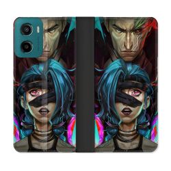 Housse cuir portefeuille Pour Motorola G05 / E15 Arcane Jinx Bleu