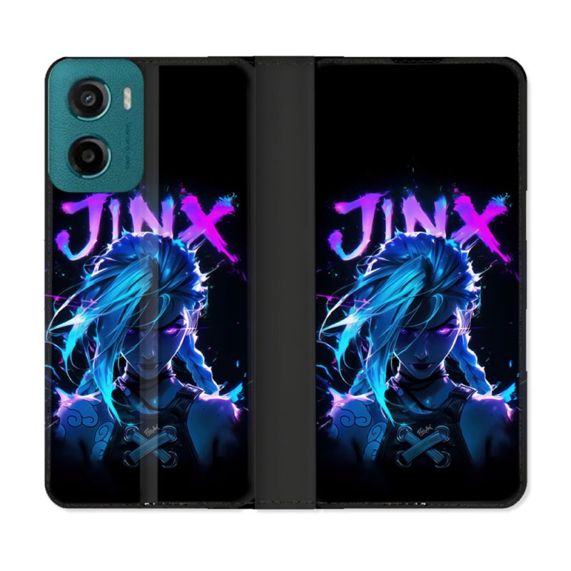 Housse cuir portefeuille Pour Motorola G05 / E15 Arcane Jinx Night