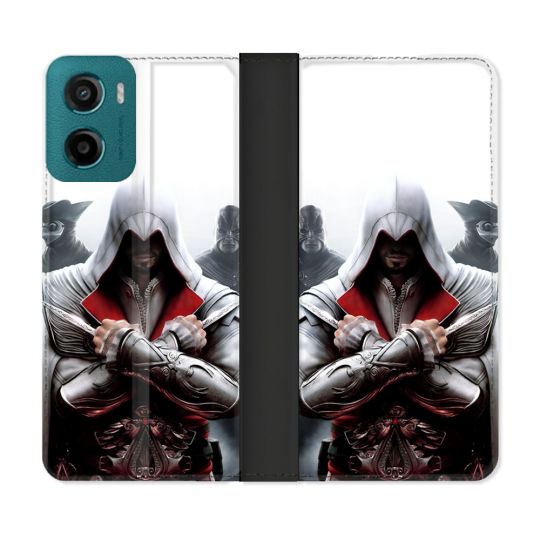Housse cuir portefeuille Pour Motorola G05 / E15 Assassin Creed Mask