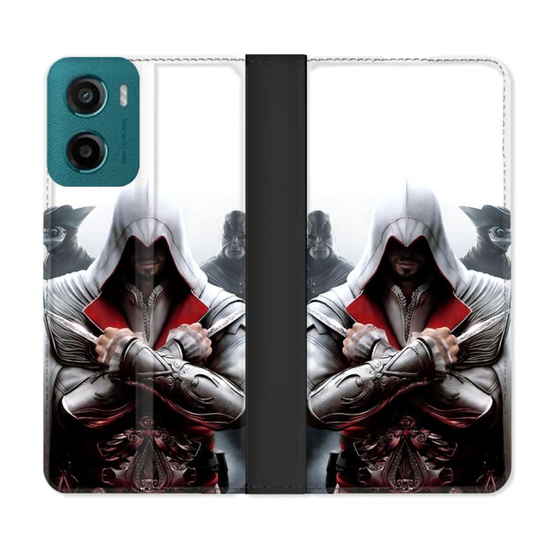 Housse cuir portefeuille Pour Motorola G05 / E15 Assassin Creed Mask