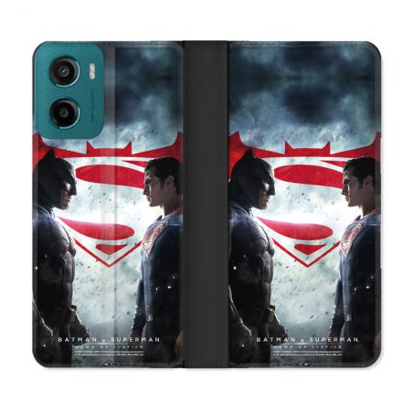 Housse cuir portefeuille Pour Motorola G05 / E15 Batman VS Superman
