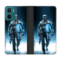 Housse cuir portefeuille Pour Motorola G05 / E15 Call Of Duty Guerrier