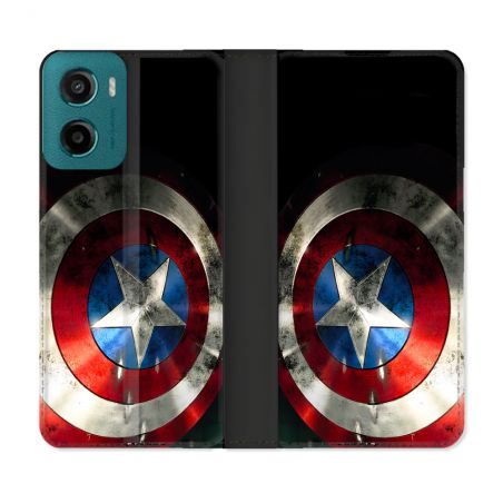 Housse cuir portefeuille Pour Motorola G05 / E15 Captain America Bouclier