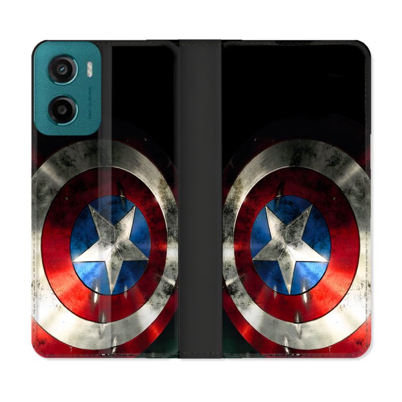 Housse cuir portefeuille Pour Motorola G05 / E15 Captain America Bouclier