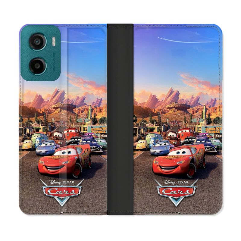 Housse cuir portefeuille Pour Motorola G05 / E15 Cars Affiche