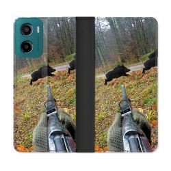 Housse cuir portefeuille Pour Motorola G05 / E15 Chasse Vision Tir