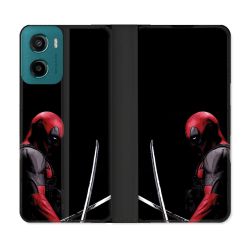 Housse cuir portefeuille Pour Motorola G05 / E15 Deadpool Epee