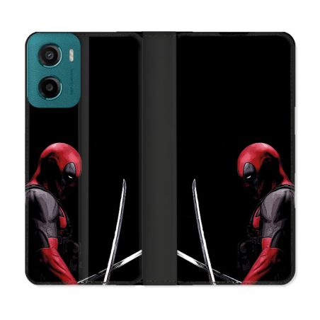 Housse cuir portefeuille Pour Motorola G05 / E15 Deadpool Epee