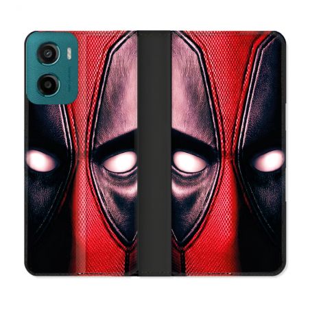 Housse cuir portefeuille Pour Motorola G05 / E15 Deadpool Yeux