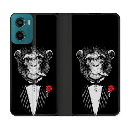 Housse cuir portefeuille Pour Motorola G05 / E15 Decale Singe Mafia