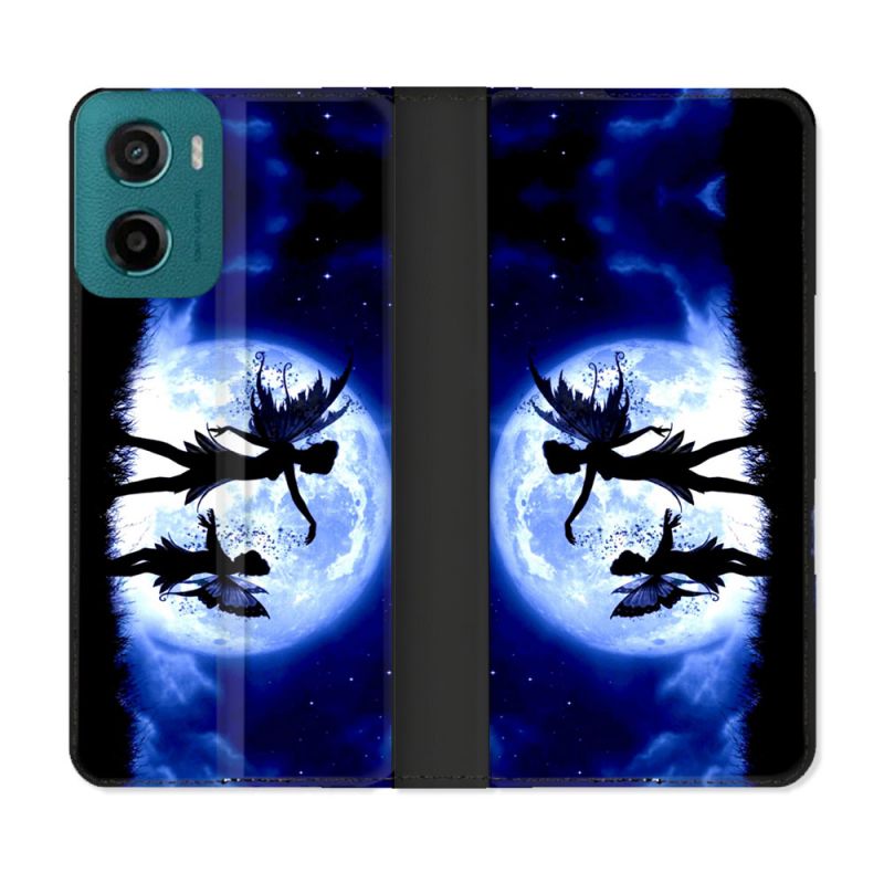 Housse cuir portefeuille Pour Motorola G05 / E15 Fantastique Fee Lune