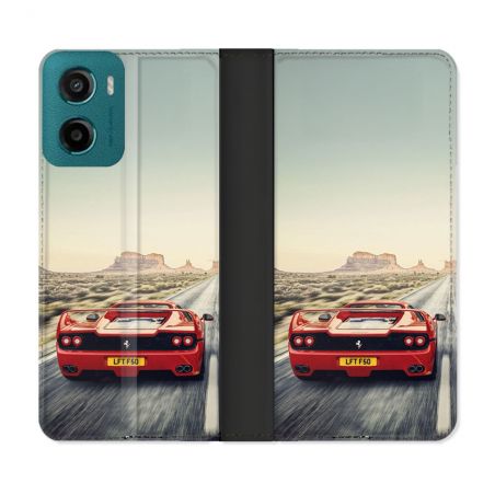 Housse cuir portefeuille Pour Motorola G05 / E15 Ferrari F50