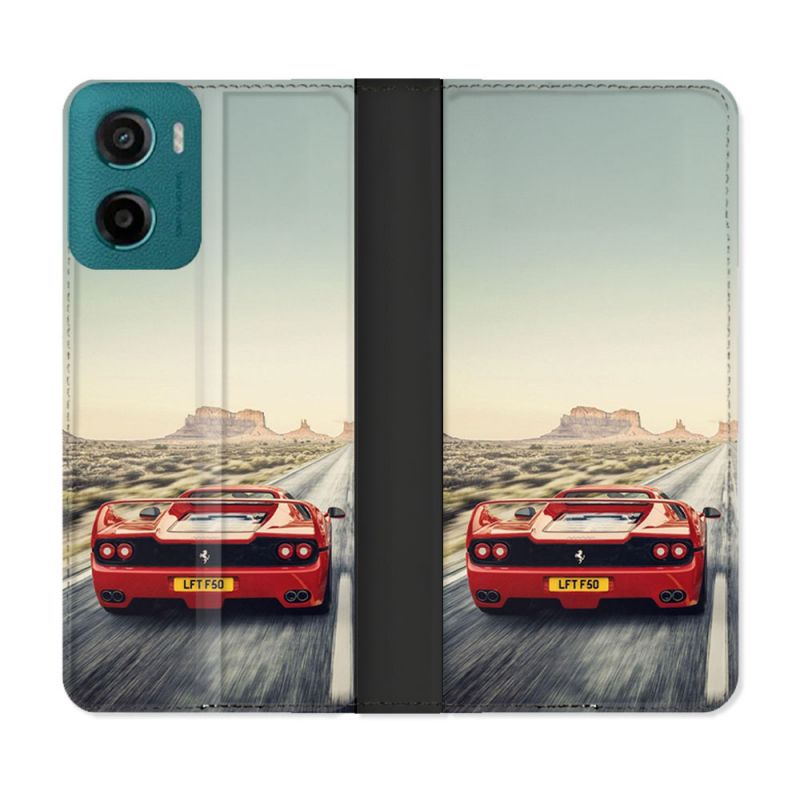 Housse cuir portefeuille Pour Motorola G05 / E15 Ferrari F50