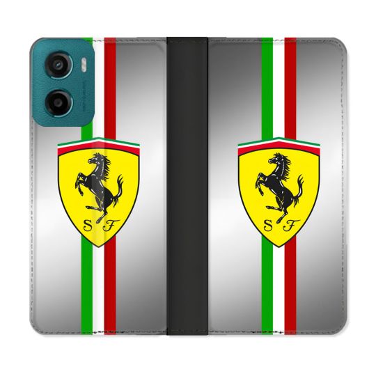 Housse cuir portefeuille Pour Motorola G05 / E15 Ferrari Ligne