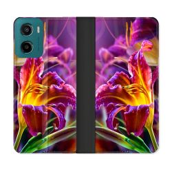 Housse cuir portefeuille Pour Motorola G05 / E15 Fleur Lys Color
