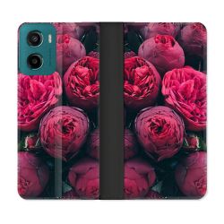 Housse cuir portefeuille Pour Motorola G05 / E15 Fleur Pivoine