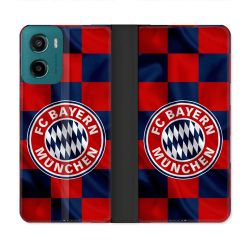 Housse cuir portefeuille Pour Motorola G05 / E15 Foot Bayern Munich Carreaux