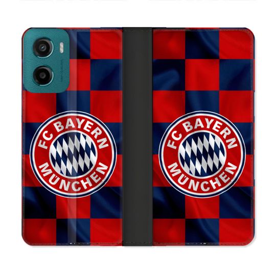 Housse cuir portefeuille Pour Motorola G05 / E15 Foot Bayern Munich Carreaux