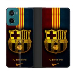 Housse cuir portefeuille Pour Motorola G05 / E15 Foot FC Barcelone Vintage
