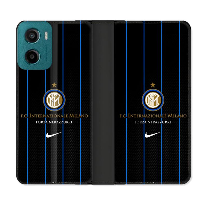 Housse cuir portefeuille Pour Motorola G05 / E15 Foot Inter Milan