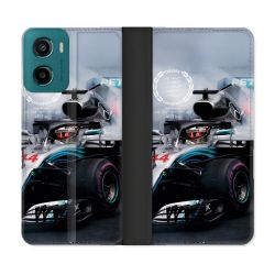 Housse cuir portefeuille Pour Motorola G05 / E15 Formule 1 F1 Mercedes Petronas