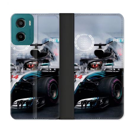 Housse cuir portefeuille Pour Motorola G05 / E15 Formule 1 F1 Mercedes Petronas