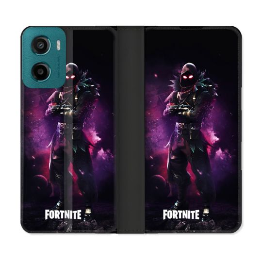 Housse cuir portefeuille Pour Motorola G05 / E15 Fortnite Raven