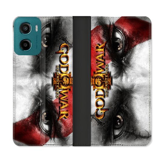 Housse cuir portefeuille Pour Motorola G05 / E15 God Of War GOW
