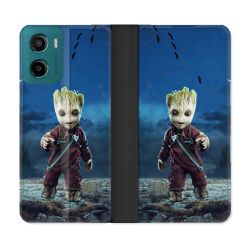 Housse cuir portefeuille Pour Motorola G05 / E15 Groot Bleu