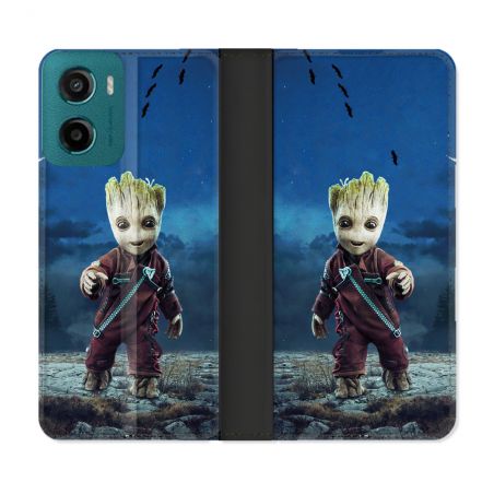 Housse cuir portefeuille Pour Motorola G05 / E15 Groot Bleu
