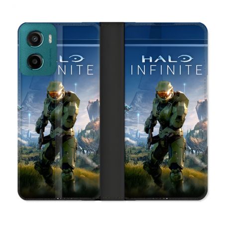 Housse cuir portefeuille Pour Motorola G05 / E15 Halo