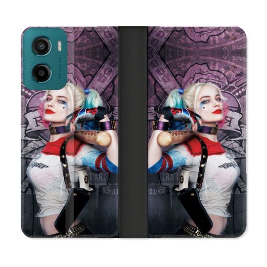 Housse cuir portefeuille Pour Motorola G05 / E15 Harley Quinn Batte