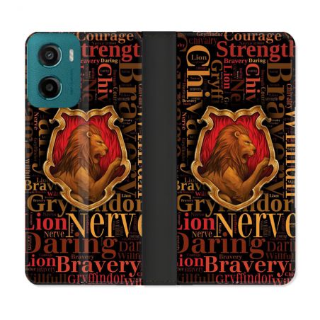 Housse cuir portefeuille Pour Motorola G05 / E15 Harry Potter Griffondor
