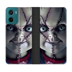 Housse cuir portefeuille Pour Motorola G05 / E15 Horreur Chucky Cicatrice
