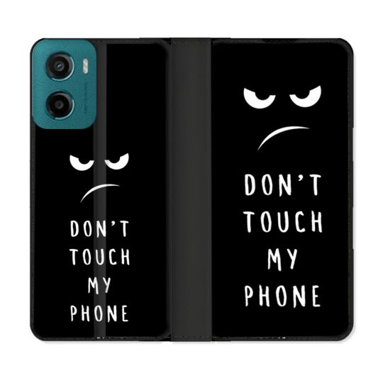 Housse cuir portefeuille Pour Motorola G05 / E15 Humour Don't Touch