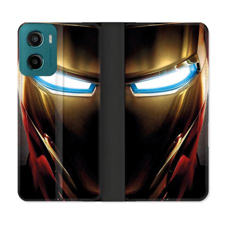 Housse cuir portefeuille Pour Motorola G05 / E15 Iron Man Casque