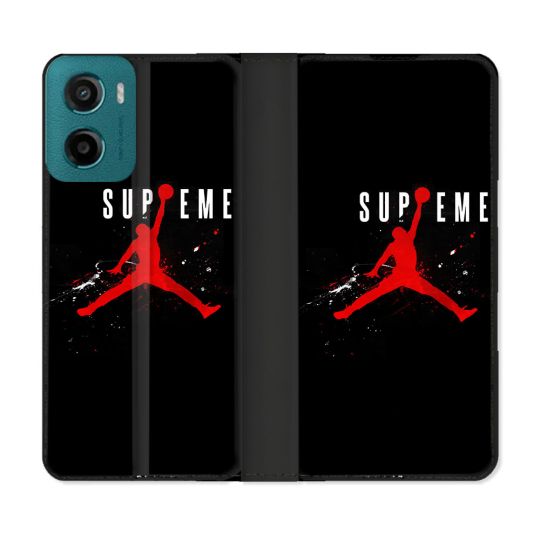 Housse cuir portefeuille Pour Motorola G05 / E15 Jordan Supreme Noir