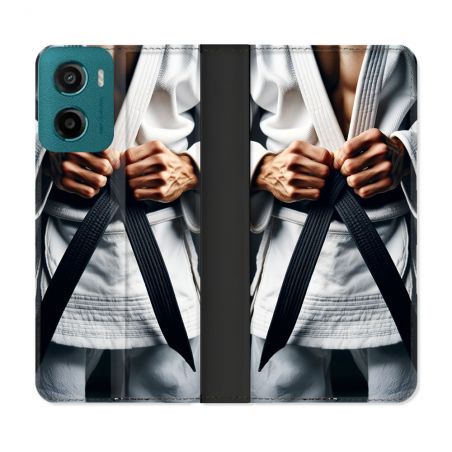 Housse cuir portefeuille Pour Motorola G05 / E15 Kimono Ceinture