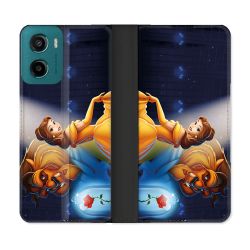 Housse cuir portefeuille Pour Motorola G05 / E15 La Belle et La Bête