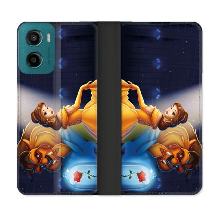 Housse cuir portefeuille Pour Motorola G05 / E15 La Belle et La Bête