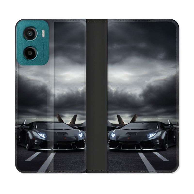 Housse cuir portefeuille Pour Motorola G05 / E15 Lamborghini Avion