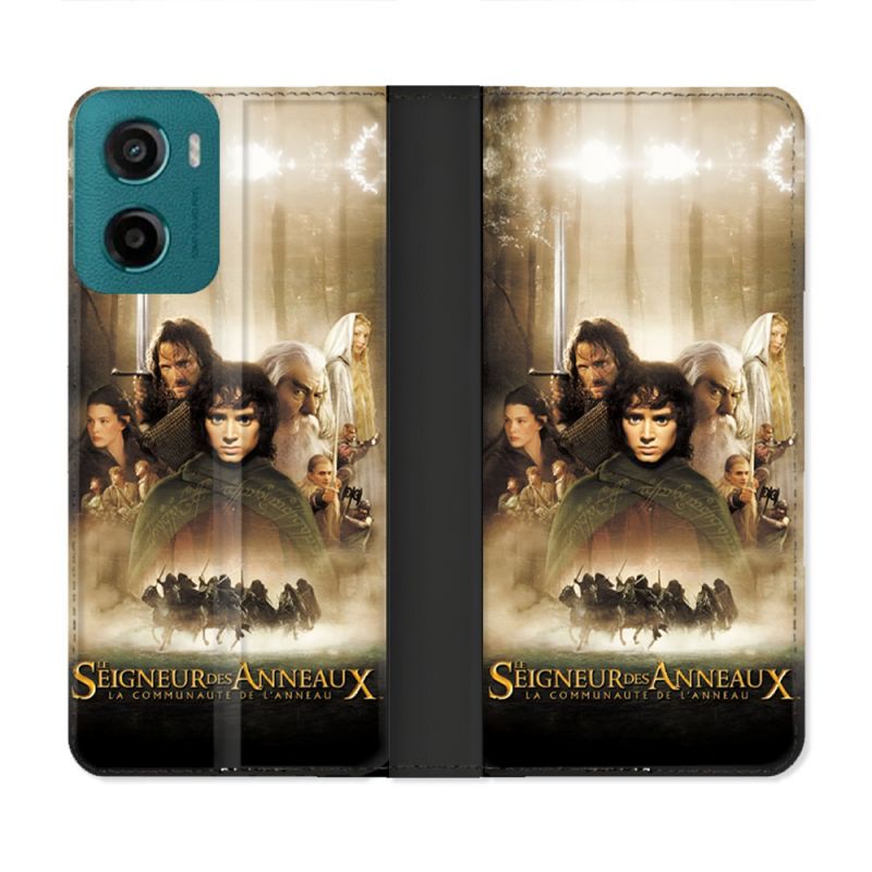 Housse cuir portefeuille Pour Motorola G05 / E15 Le seigneur Des Anneaux Affiche