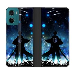 Housse cuir portefeuille Pour Motorola G05 / E15 Manga Attaque Titans Levi